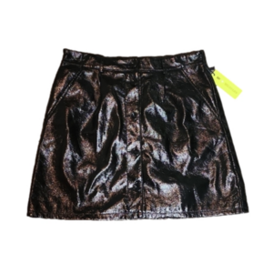Bp. + Wildfang Black Faux Patent Leather Elastic Waist Button Front Mini Skirt M